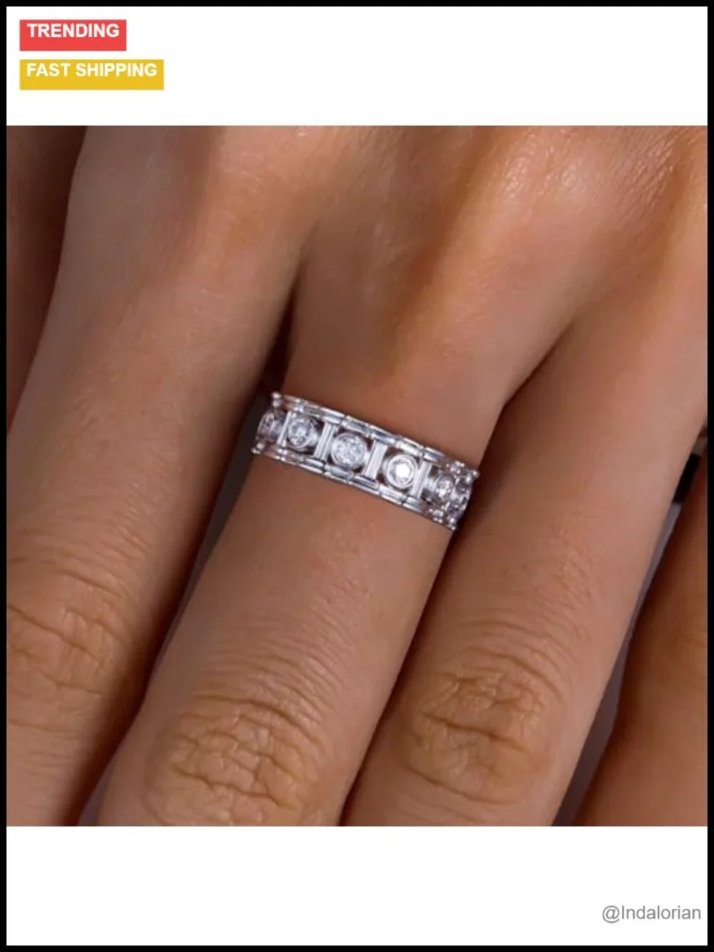 Moissanite Wedding Band Ring 925 Sterling Silver D Color VVS1 Eternity Ring